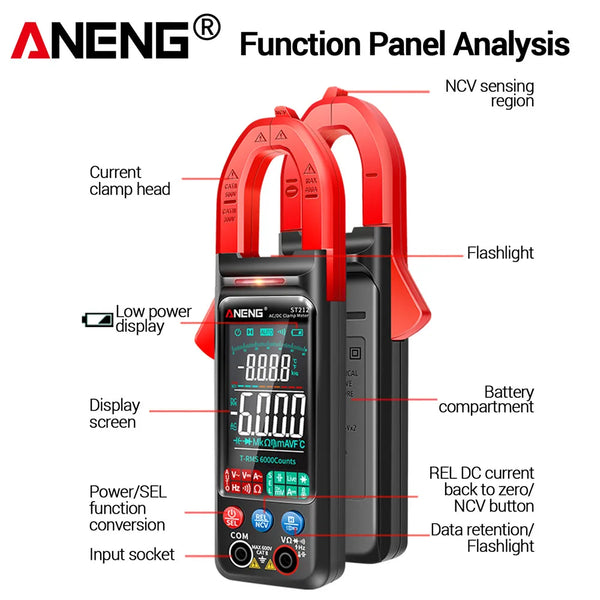 ANENG ST212 Digital Clamp Meter Multimeter 6000 Counts DC/AC Current 400A Amp Multimeter detail image 6