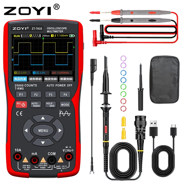ZOYI ZT-703 Handheld digital oscilloscope multimeter three-in-one two-channel oscillometer detail image 4