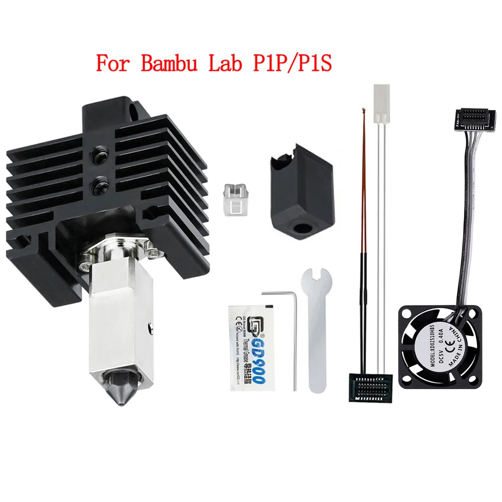 Upgrades V2 Hotend Kit For Bambu Lab P1P X1 P1S X1C Hot End Thermistor Bimetal Throat Bambulab Hardened Steel Nozzle Print Head