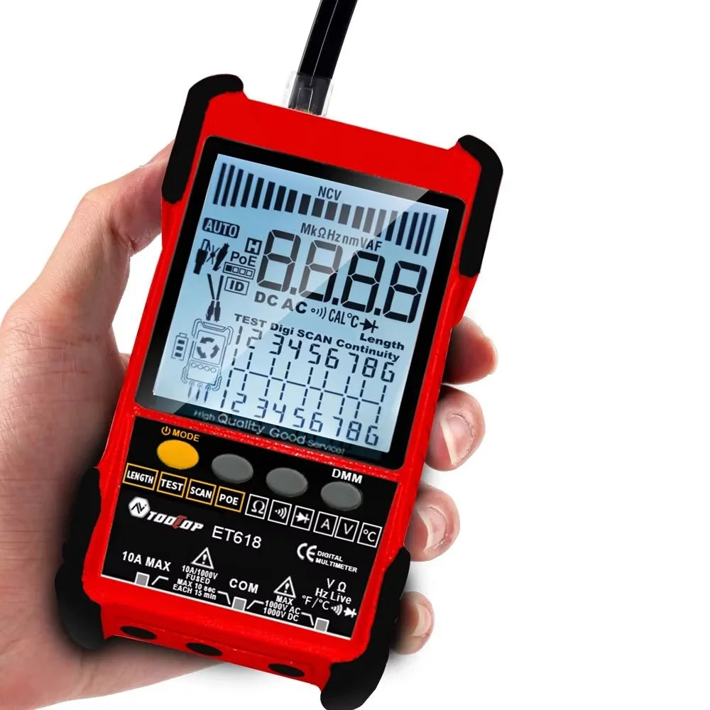 TOOLTOP ET616/ET618 Network Cable Tester Multimeter Anti-noise POE Lan Test 400M/600M Length detail image 5