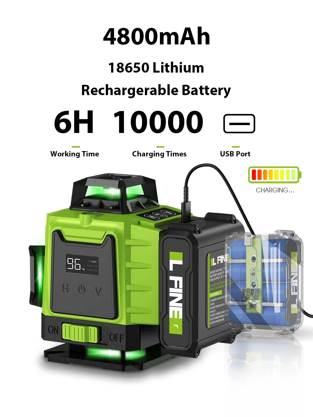 LFINE 3D/4D Laser Level 12/16 Lines Horizontal And Vertical With Remote Control 8 Lines 360 detail image 3