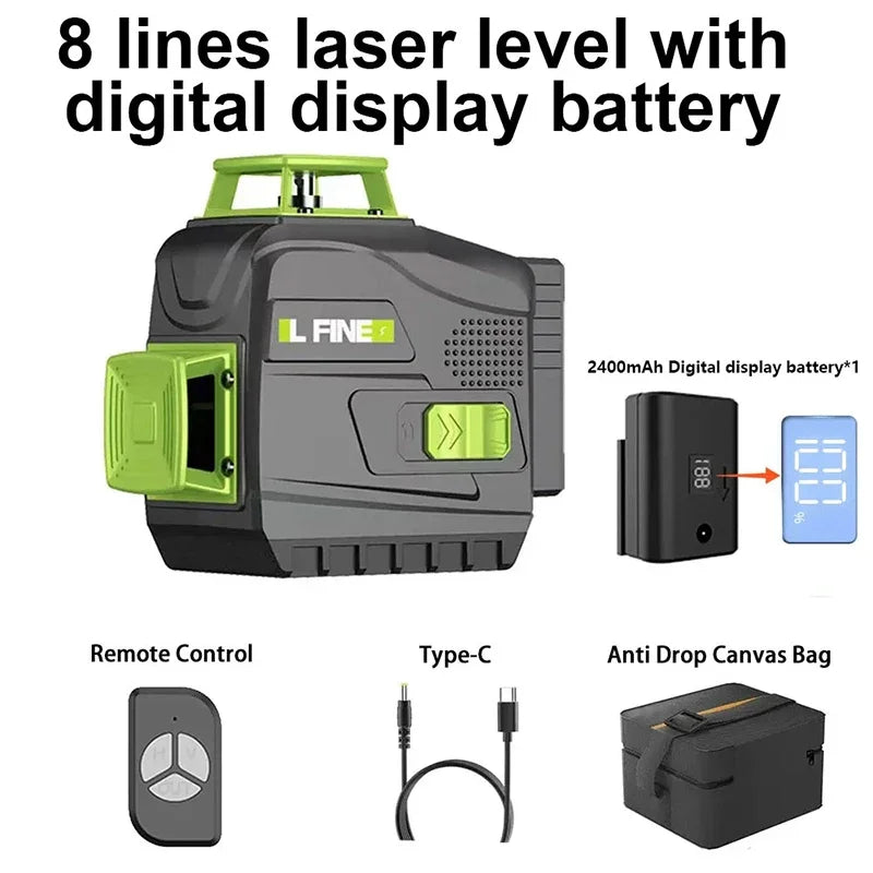 LFINE 3D/4D Laser Level 12/16 Lines Horizontal And Vertical With Remote Control 8 Lines 360 detail image 11