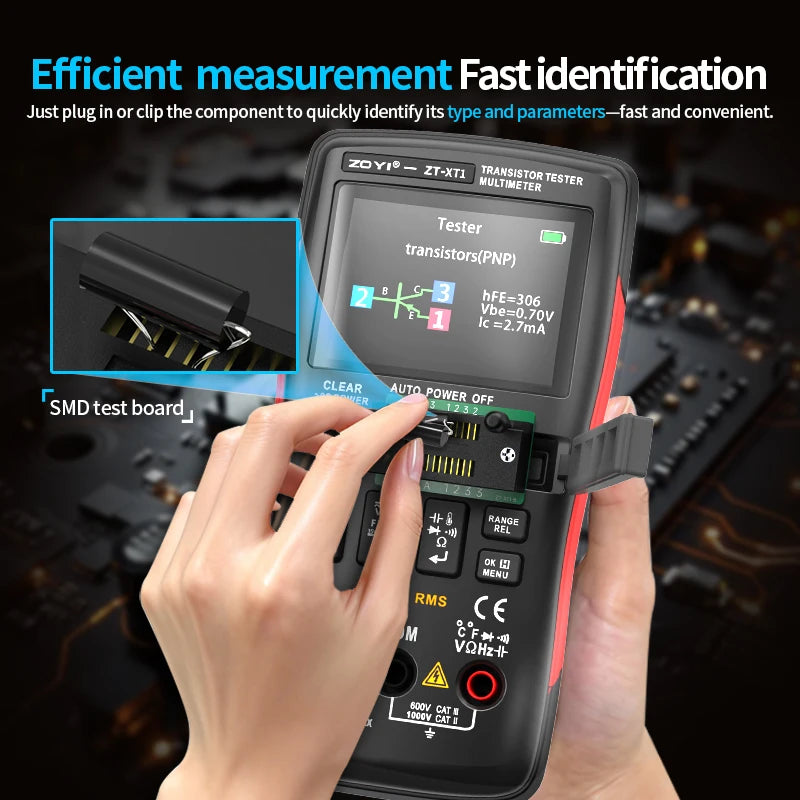 ZOYI ZT-XT1 True-RMS High-Precision Transistor Multimeter 2-in-1: Voltage, Resistance, Transistor & Capacitance Testing