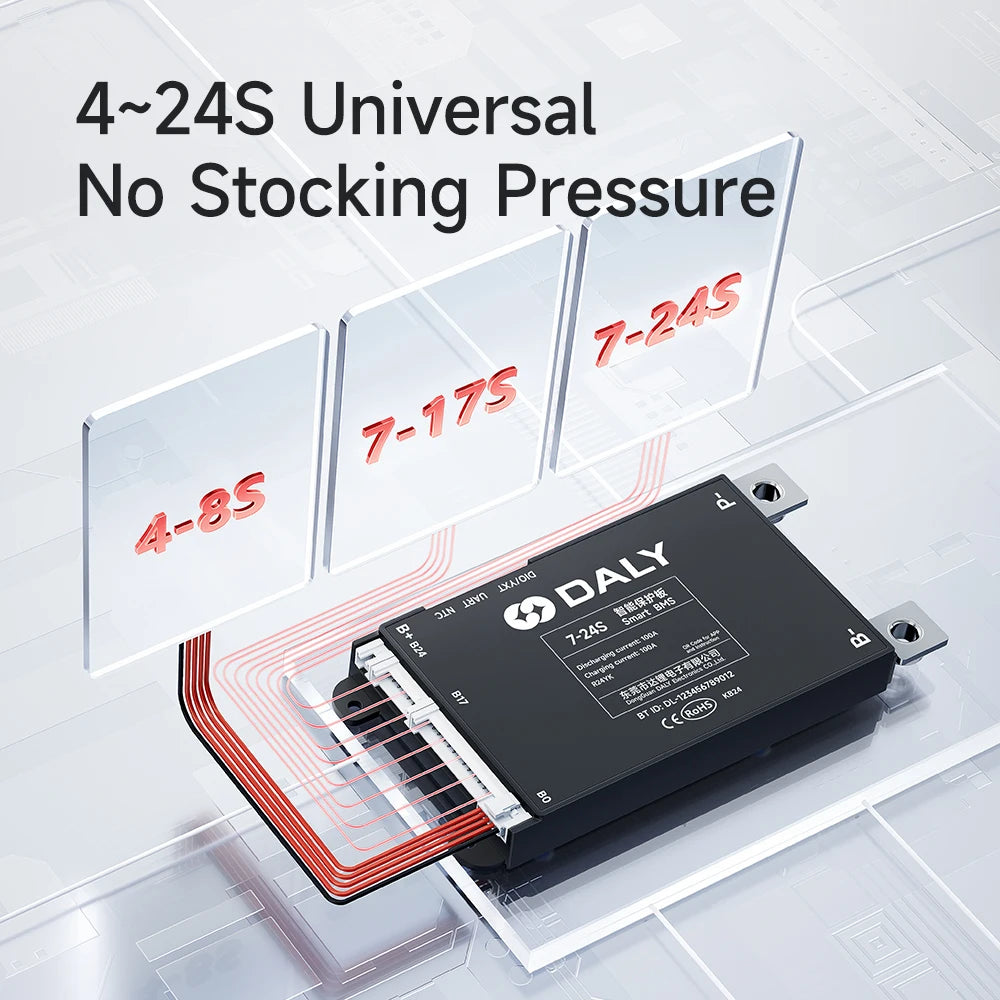 Daly Smart BMS 4S 6S 8S 12S 13S 14S 16S 17S 20S 24S Bluetooth BMS 30A 40A 60A 80A 100A 120A detail image 2