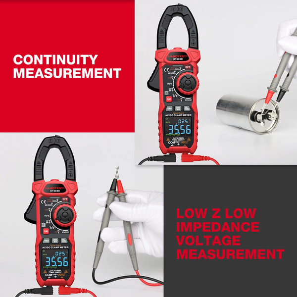 HABOTEST HT208D Clamp Meter 1000A 1000V AC DC True RMS Digital Clamp Meter Amperimetrica Capacitance Temperature Ohm Hz Tester