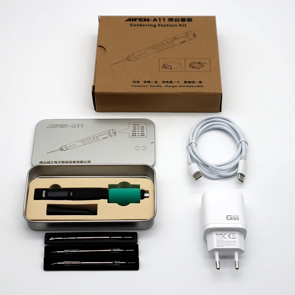AIFEN A11 Portable Soldering Iron Station Electric Solder Pen 2S Fast Heating USB Rechargeable for Electronics Repair C210 Handl