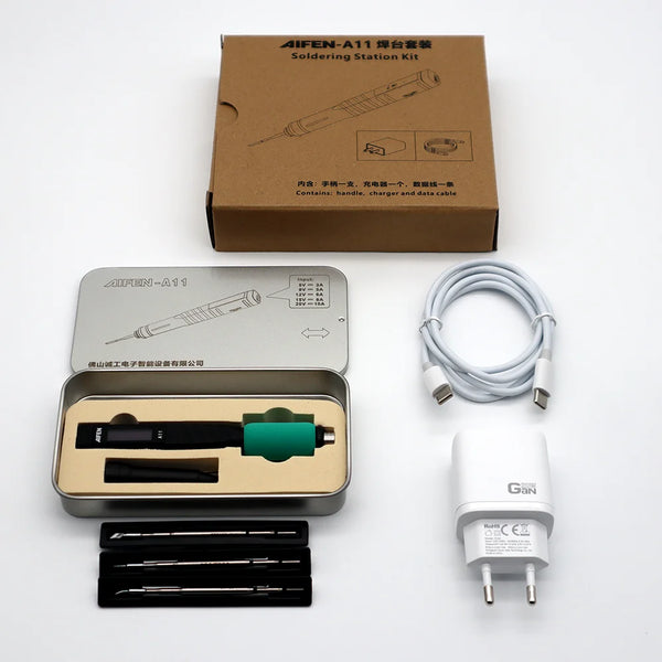 AIFEN A11 Portable Soldering Iron Station Electric Solder Pen 2S Fast Heating USB Rechargeable for Electronics Repair C210 Handl