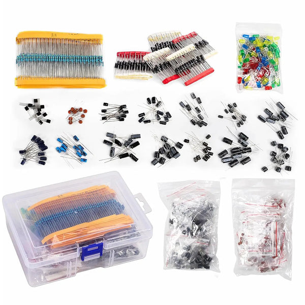 1500Pcs Electronic Components Starter Kit Resistor Capacitor LED Diode Transistor Assortment Pack for DIY product image