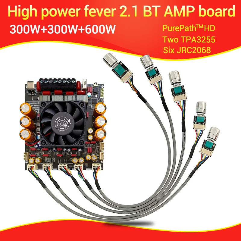 ZK-AS21P TPA3255*2 2.1 Channel Bluetooth Power Amplifier Board 300W+300W+600W High Power Low Noise Audio product image