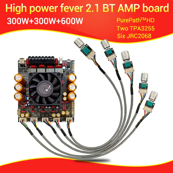 ZK-AS21P TPA3255*2 2.1 Channel Bluetooth Power Amplifier Board 300W+300W+600W High Power Low Noise Audio product image