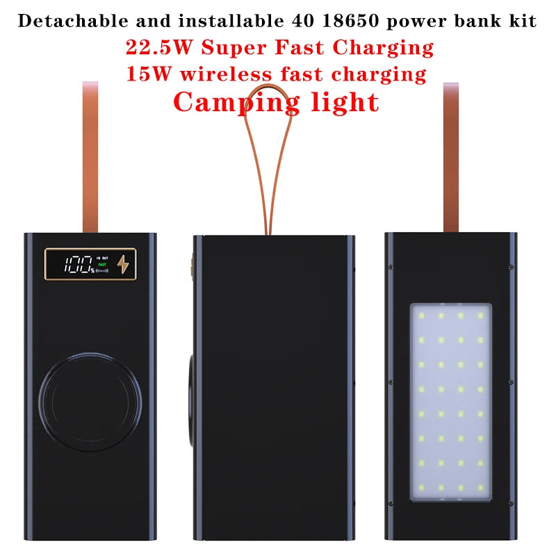 40*18650 DIY Power Bank Case Batteries Power Box Regular/PD Camping light Version Power Bank detail image 3