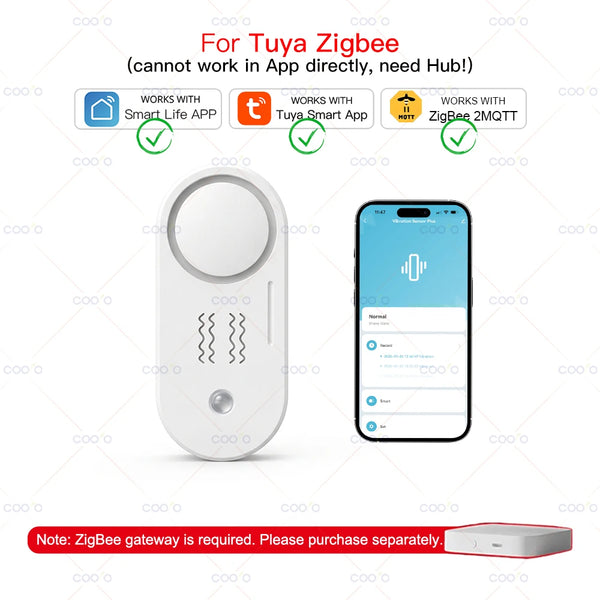 Tuya Zigbee Smart Siren Alarm 110dB Speaker Vibration Siren/ Sound Light Siren Sensor for Home Security work with Smart Life Z2M