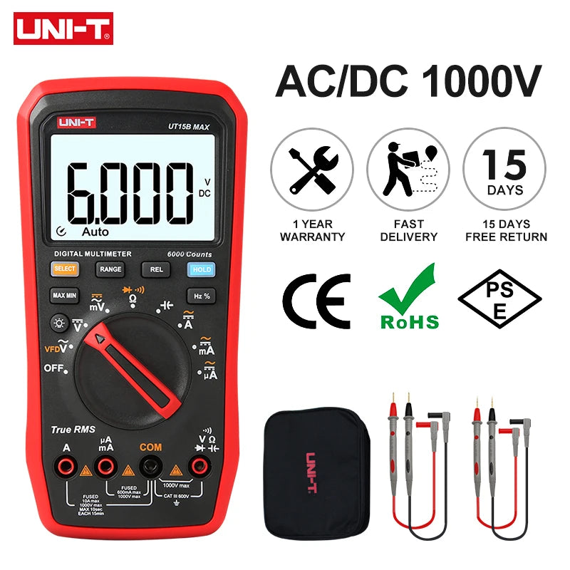 UNI T Professional Digital Multimeter Tester UT15B MAX 1000V AC DC Voltage Meter Capacitor Tester True RM product image