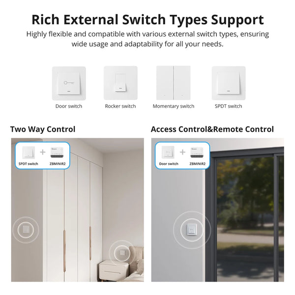 SONOFF ZBMINIR2 Extreme Zigbee Smart Switch Detach Relay External Switch Remote Control via eWeLink Support ZBBridge-U Gateway