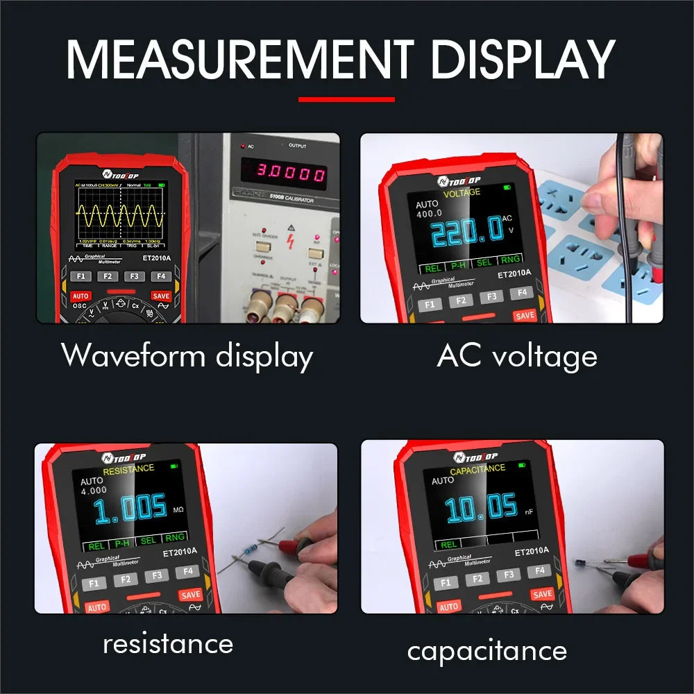 TOOLTOP ET2010A 1MHz Portable Digital Oscilloscope 2.5Msps Auto True RMS Multimeter AC 10A detail image 6