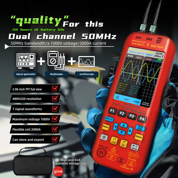 BSIDE 4-IN-1 Handheld Oscilloscope Digital Multimeter+Function Signal Generator Dual Channel detail image 2