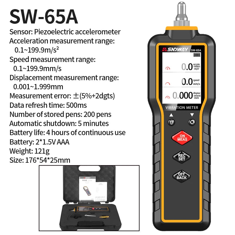 SNDWAY Vibration Analyzer Digital Vibration Meter Device Probe Analizador De Vibraciones detail image 6