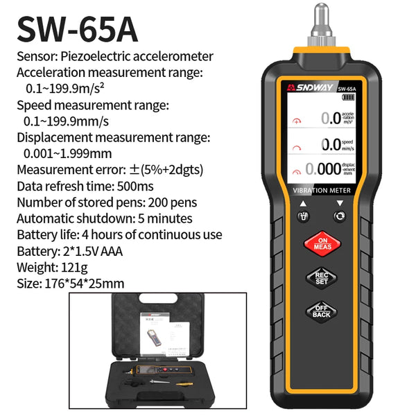 SNDWAY Vibration Analyzer Digital Vibration Meter Device Probe Analizador De Vibraciones detail image 6