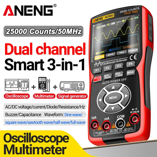 ANENG AOS03 Digital Multimeter 280MS Rate PC Waveform 50MHz Bandwidth Data Storage Dual Oscilloscope Sign product image