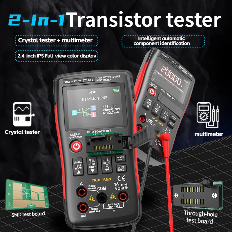 ZOYI ZT-XT1 True RMS Multimeter and Transistor Tester with Capacitance Measurement
