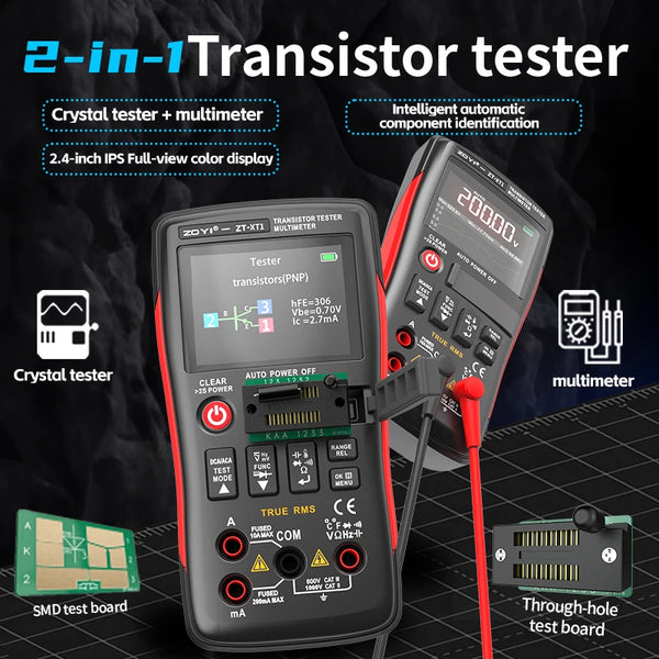 ZOYI ZT-XT1 True RMS Multimeter and Transistor Tester with Capacitance Measurement