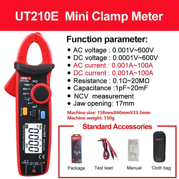 UNI-T UT210E UT210D Digital Clamp Meter True RMS AC DC Current Pliers Ammeter Voltage Tester detail image 7