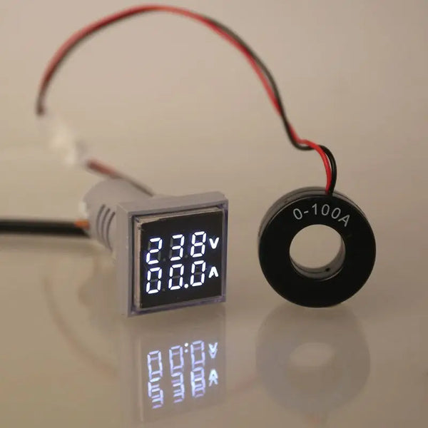 Square Dual Display Voltmeter & Ammeter LED Digital Voltage Gauge AC 60-500V 0-100A Current Meter Durable product image