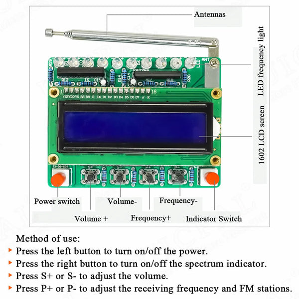 DIY FM Radio Electronic Kit Adjustable Frequency 87-108MHZ LCD1602 Display PCB Soldering detail image 3