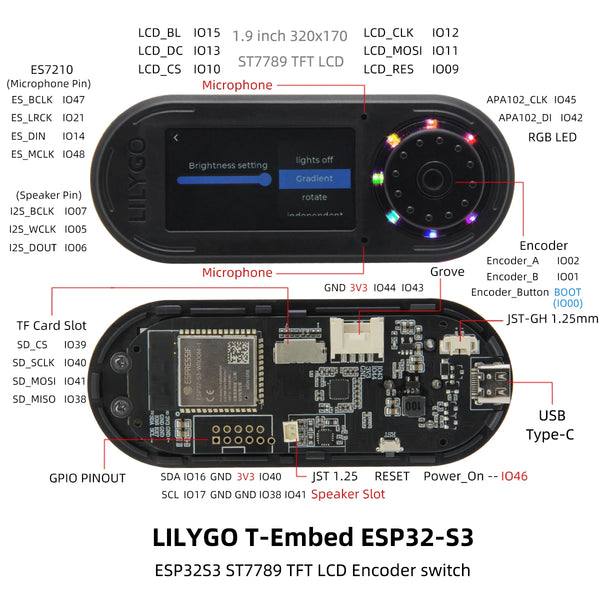 LILYGO T-Embed ESP32-S3 Custom Control Panel Macro Knob Embeddable Development Board With detail image 6