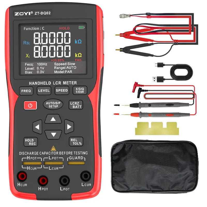 ZOYI High-Precision Handheld Bridge ZT-DQ02 LCR Lithium Battery Internal Resistance Meter 18650 Battery Tester