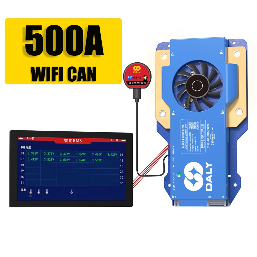 Daly BMS WiFi Active BMS 250 amperios for Lifepo4 4S 8S 24S 100A 150A 200A 500A Active detail image 20