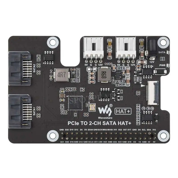 Raspberry Pi 5 PCIe to SATA Expansion Board with EEPROM HAT+ Waveshare PCIe TO 2-CH SATA detail image 4