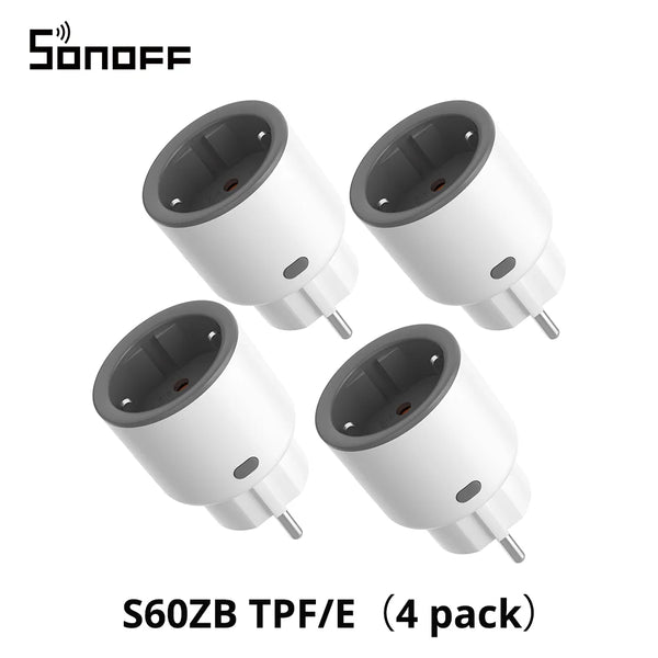 1-4 PCS SONOFF S60ZB EU IPlug Zigbee Smart Plug Energy Monitoring Wireless Socket Timer Smart Switch Work With Google Home Alexa