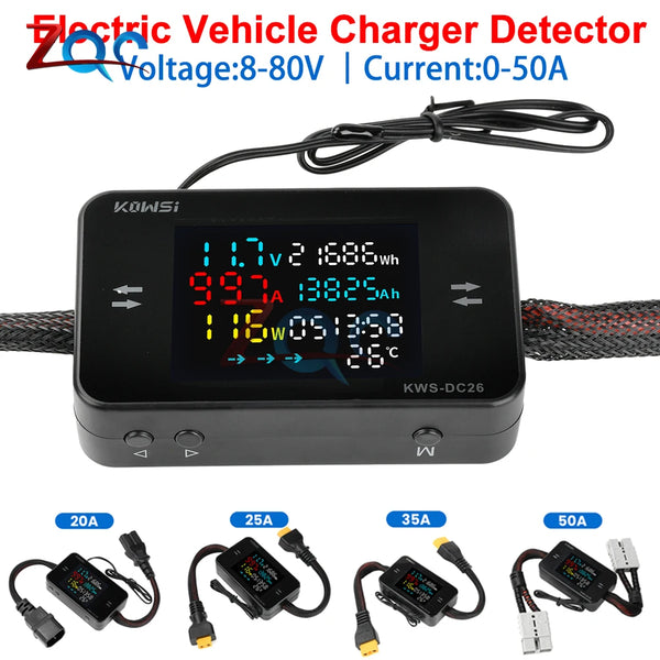 KWS-DC26 Digital Voltmeter Ammeter DC8-80V Power Energy Meter Color Screen Electric Vehicle Battery Charg product image