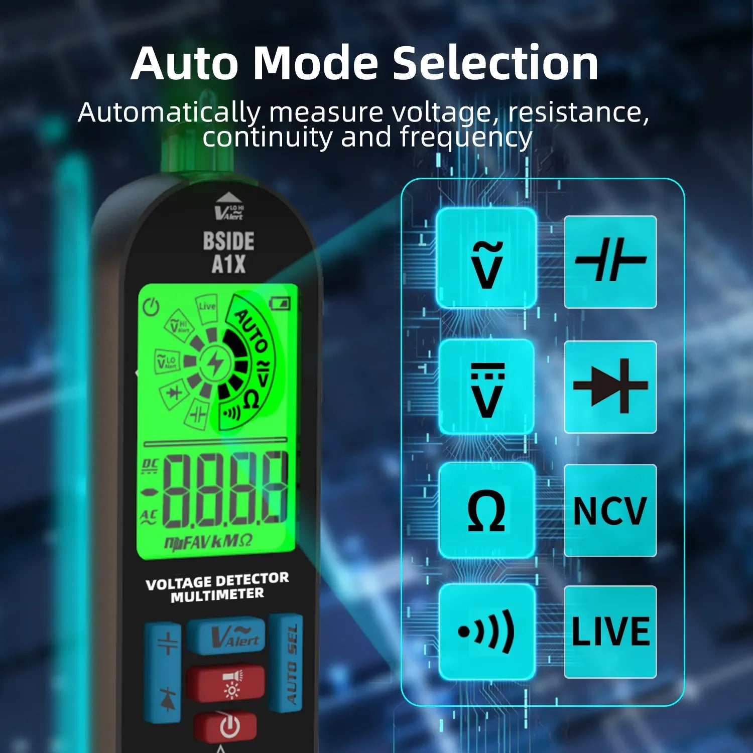 BSIDE A1X Smart Digital Multimeter Electronic Tester AC DC Contactless NCV Automatic Diode detail image 4