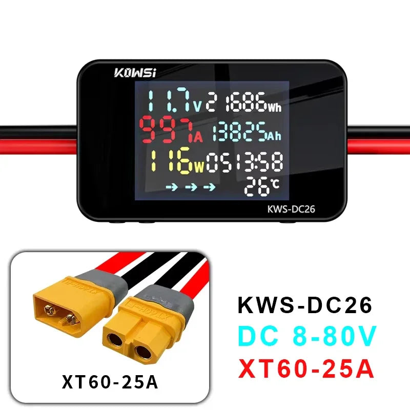 Battery Charging Tester Voltmeter Ammeter DC8-80V Voltage Current Power Test XT60 XT90 detail image 8