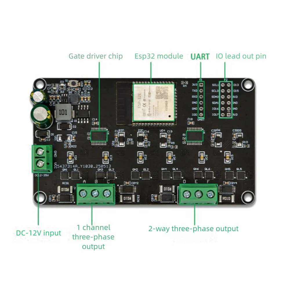 ESP32 Simple FOC Dual-way Brushless Motor Drive Board Onboard ESP32-WROOM-32E Module DC12V detail image 7