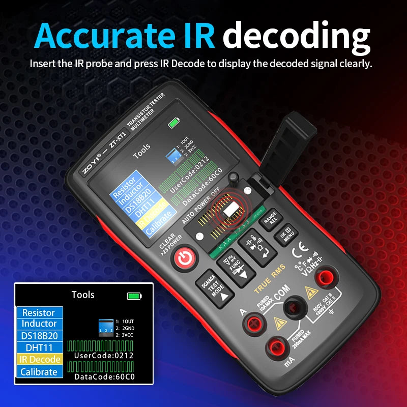 ZOYI ZT-XT1 True-RMS High-Precision Transistor Multimeter 2-in-1: Voltage, Resistance, Transistor & Capacitance Testing