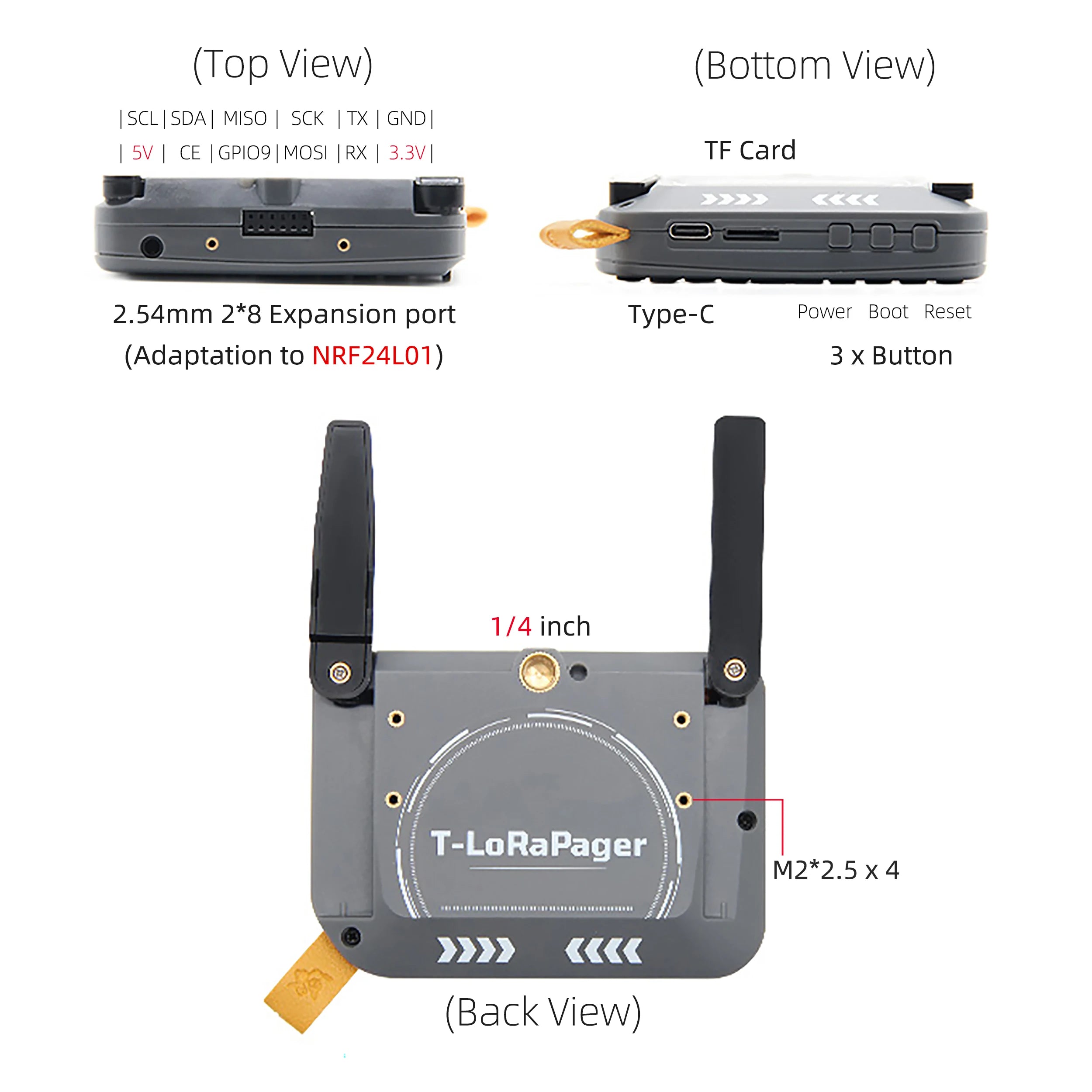 LILYGO T-LoRa Pager ESP32-S3 Handheld IoT Device, 2.33