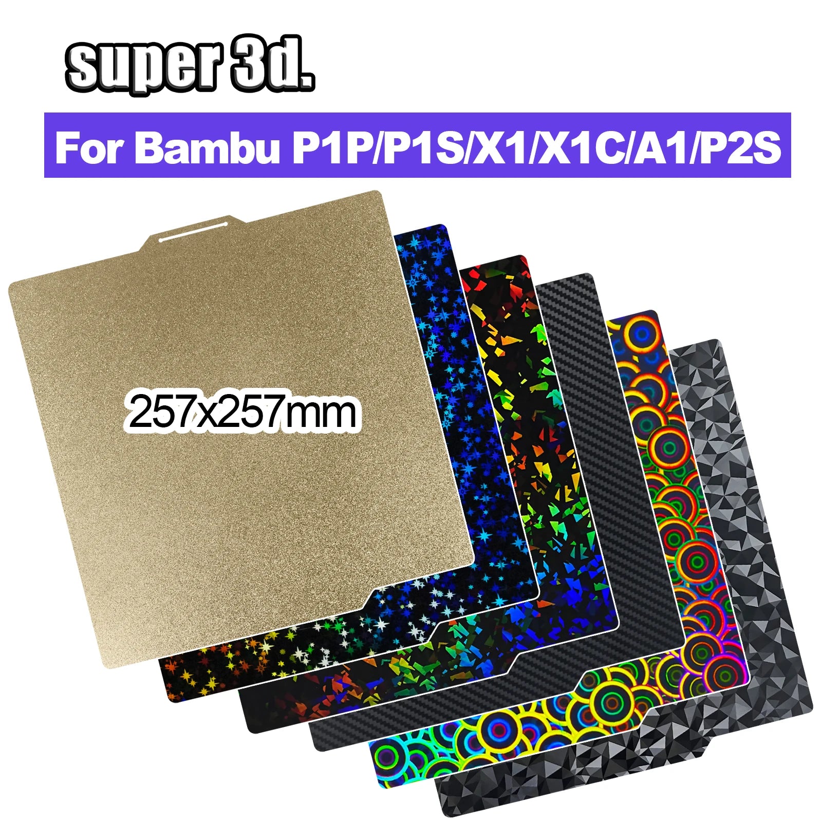 P2S PEO Bambu X1 P1 A1 Build Plate 257x257 PEI Bed Plate Double Side Smooth Texture Spring Steel Sheet For Bambu Lab P1S Heatbed