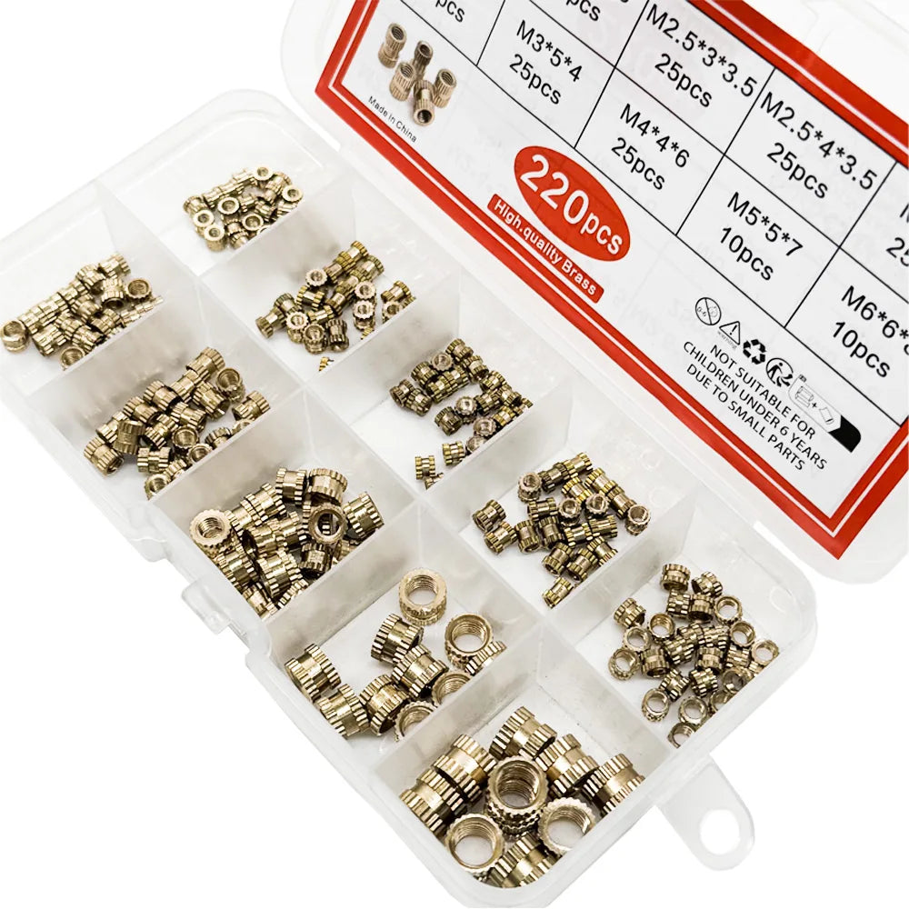 220PCS/1 SetM2 M2.5 M3 M4 M5 M6 Brass Heat Insert Nut Hot Melt Nutinsert Thread Knurled detail image 5