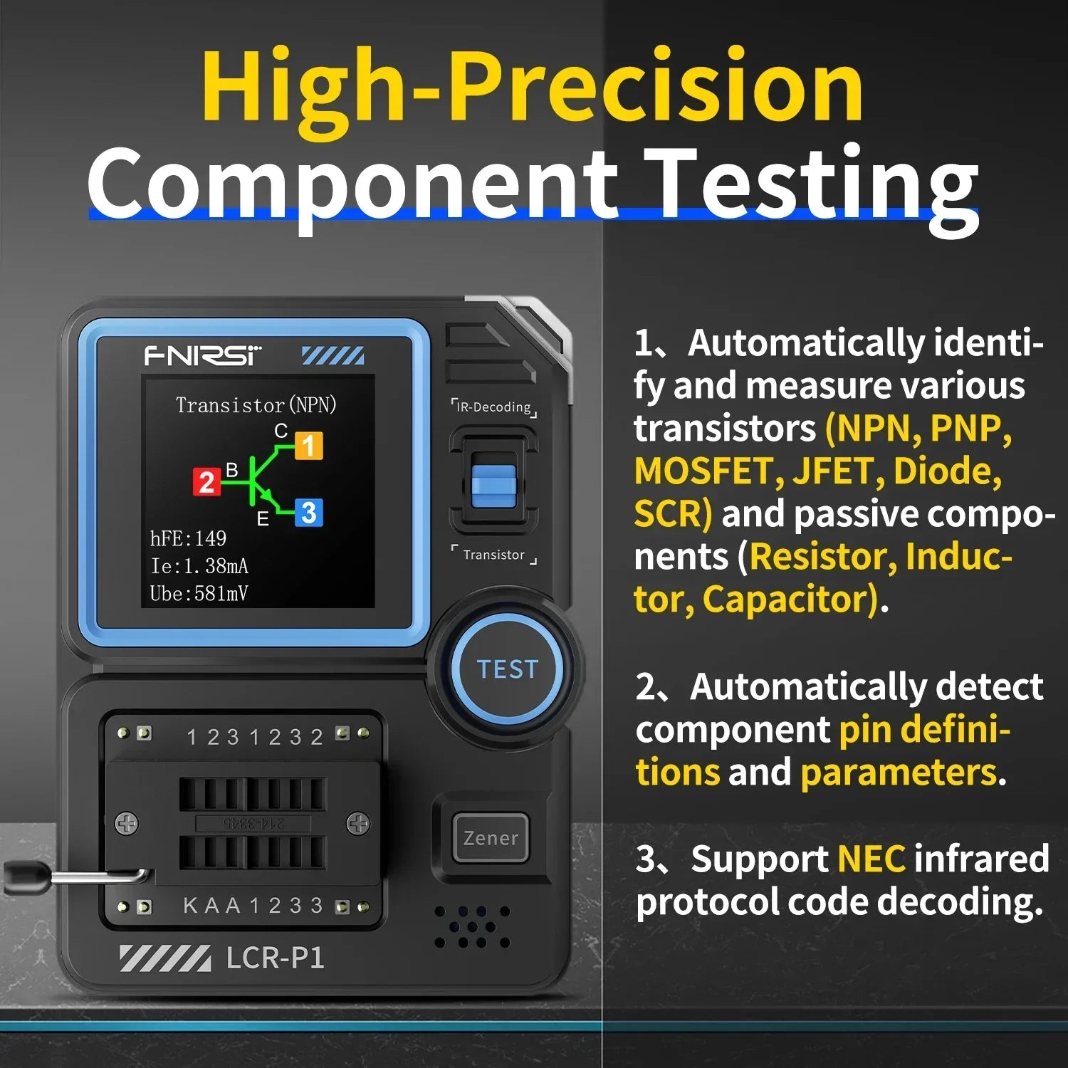 FNIRSI LCR-P1 Multifunction Transistor Tester detail image 2