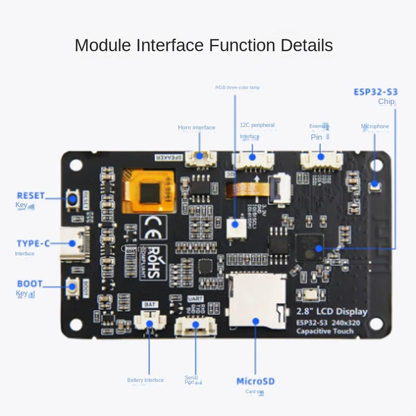 2.8 inch ESP32-S3 development board WiFi Bluetooth intelligent display screen TFT module touch screen supports Xiaozhi