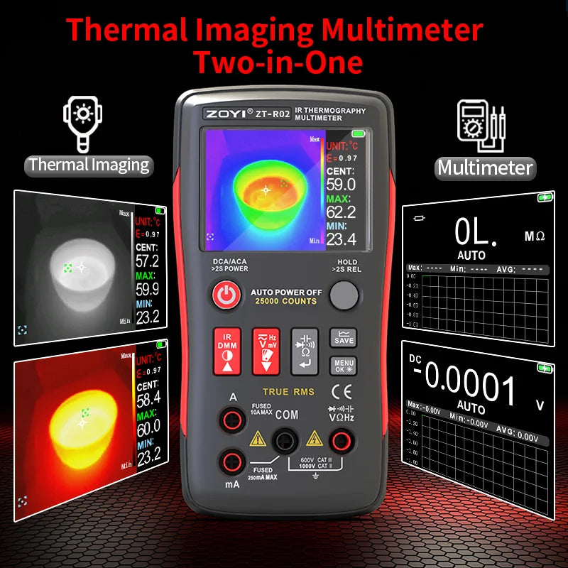 ZOYI ZT- R02 Thermal Imaging Multimeter 2-In-1 Color Screen Professional Digital Multimeter With Infrared Camera, Resolution 240