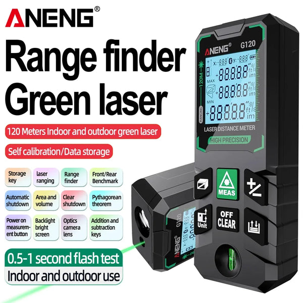 ANENG G50/G70/G100/G120 Green Laser Distance Meter Autonomous Benchmark Rangefinder 0.5~1 Second Flash Te product image
