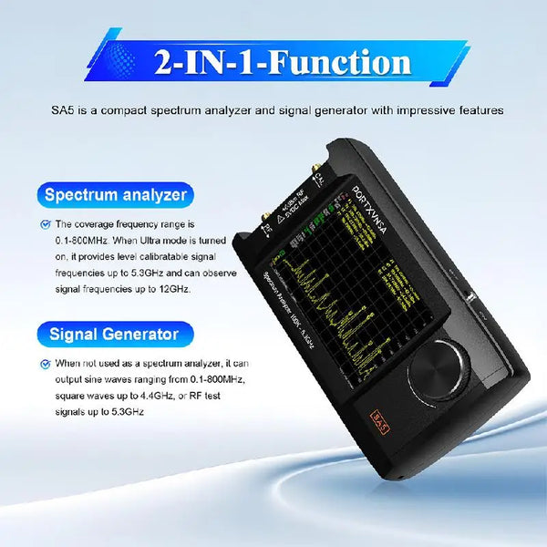 4 Inch IPS LCD SA5 Multi Functional Handheld Spectrum Analyzer 100k-5.3GHz 2-in-1 Signal detail image 6