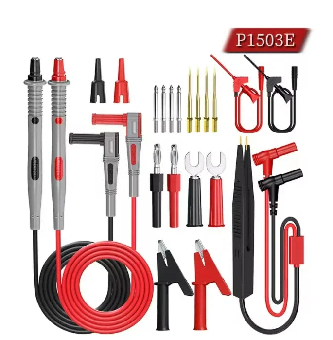 Cleqee P1503 Series Universal Multimeter Probe Test Leads Kit with Replacement Needle Tester Tip IC SMD Test Hook Alligator Clip