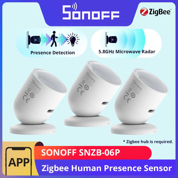 1-10PCS SONOFF SNZB-06P Zigbee Human Presence Sensor 5.8GHz Microwave Radar Smart Scene ZBBridge-P eWeLink Alice Alexa Google