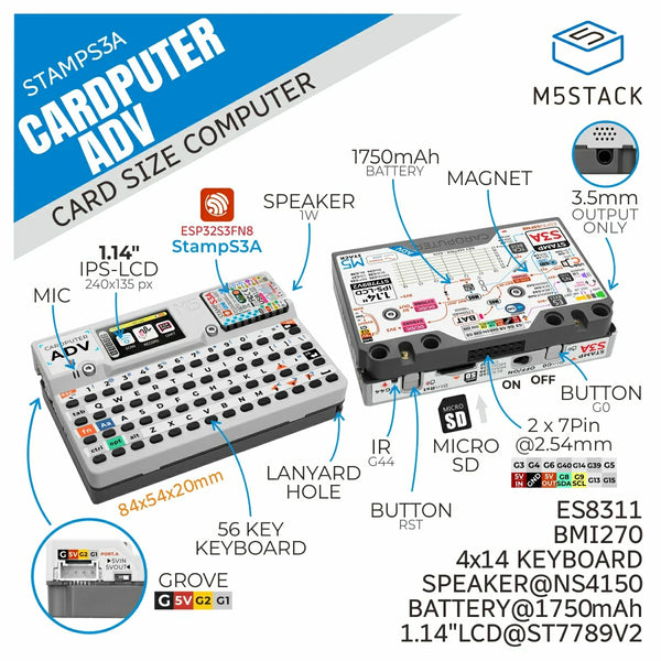 M5Stack Cardputer Adv Programmable Computer StampS3A IoT Controller 56Key Keyboard Card detail image 2