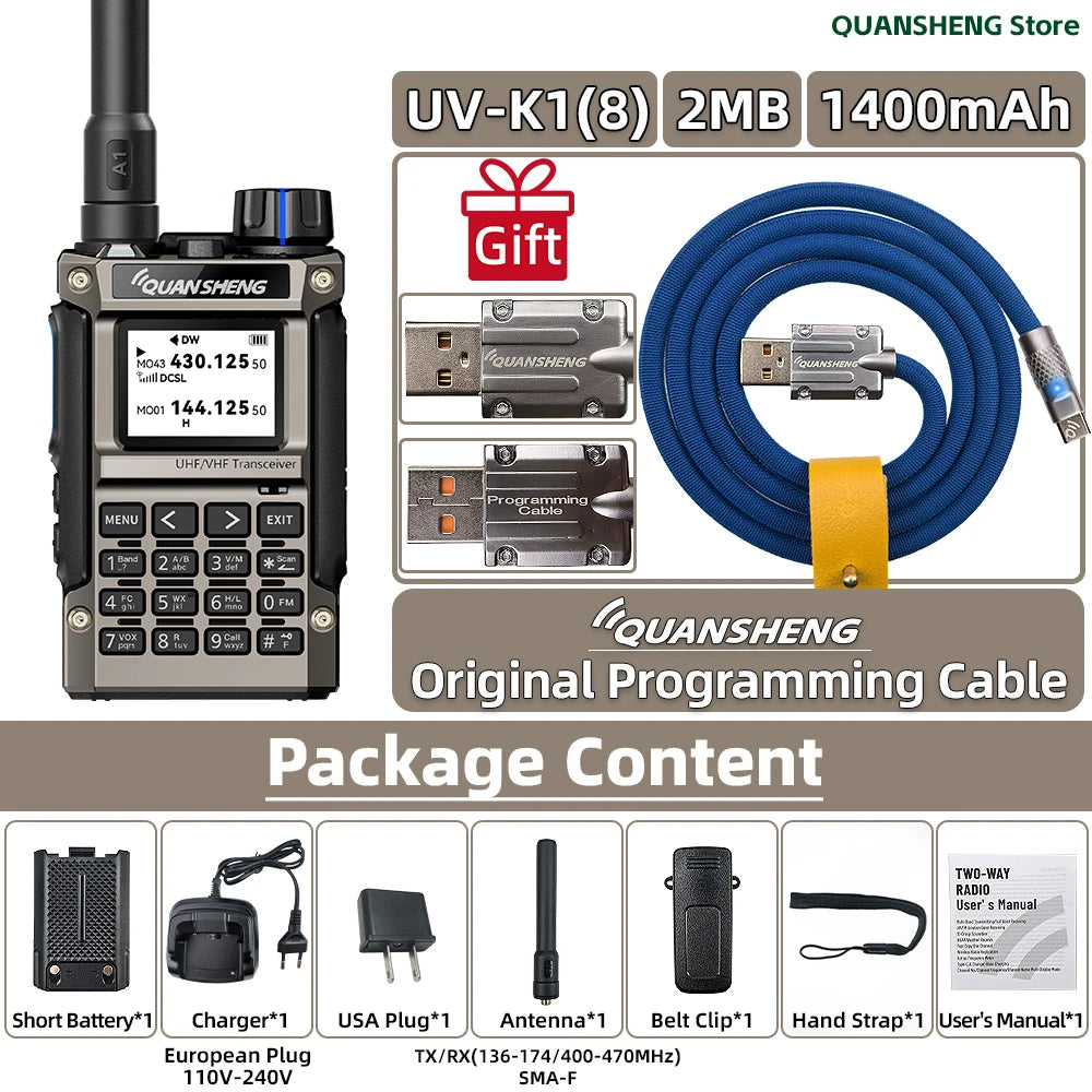 Quansheng UV K1 8 Mini Kong Walkie Talkie Wireless Set Hunting Camping Long Range Ham Communication Radio K5 K6 Walkier Talkie